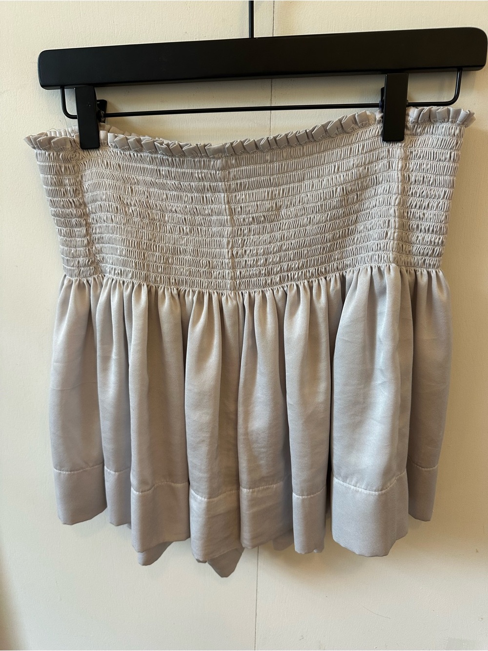 Smocked Waist Mini Skirt in Light Gray